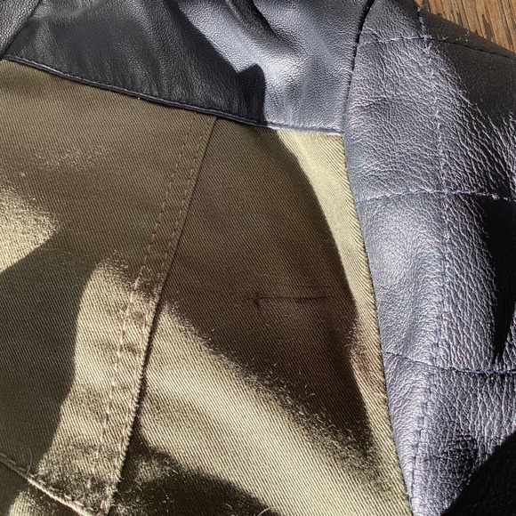 ❤️🇬🇧BNNT CELTIC & CO REAL” leather/cotton biker jacket. US12. UK16. Khaki/blk - Picture 13 of 14